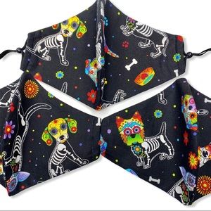 Halloween Sugar Skull Dogs Face Mask Reusable